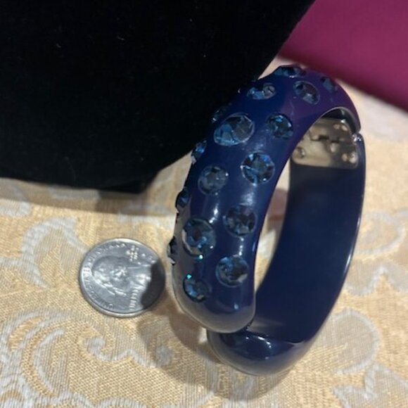 ALBERT WEISS Midnight Blue Rhinestone Clamper BRACELET - Picture 7 of 7